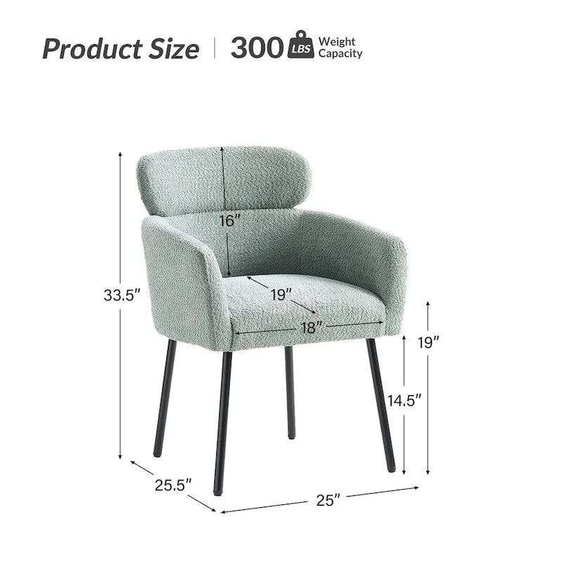 Chaise de salle à manger moderne Boucle avec pieds réglables, lot de 2 par