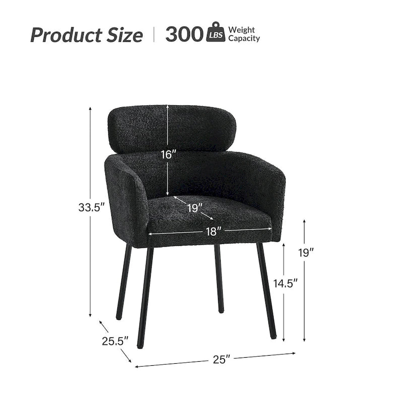 Chaise de salle à manger moderne Boucle avec pieds réglables, lot de 2 par