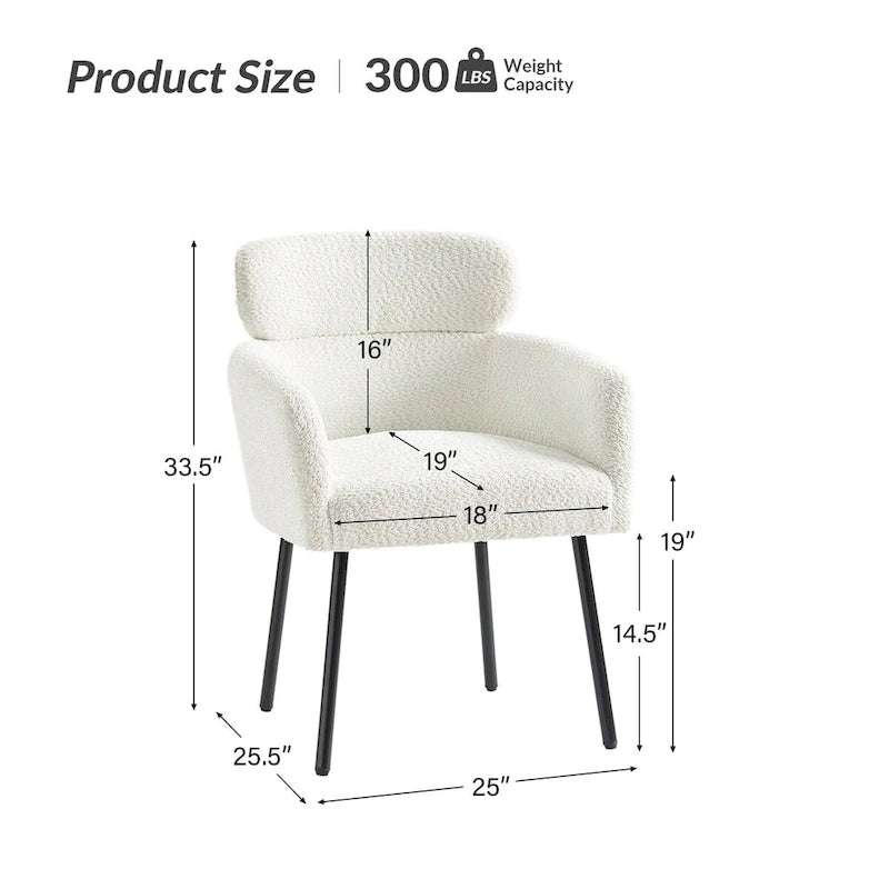 Chaise de salle à manger moderne Boucle avec pieds réglables, lot de 2 par