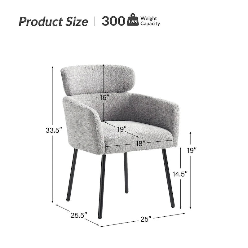 Chaise de salle à manger moderne Boucle avec pieds réglables, lot de 2 par