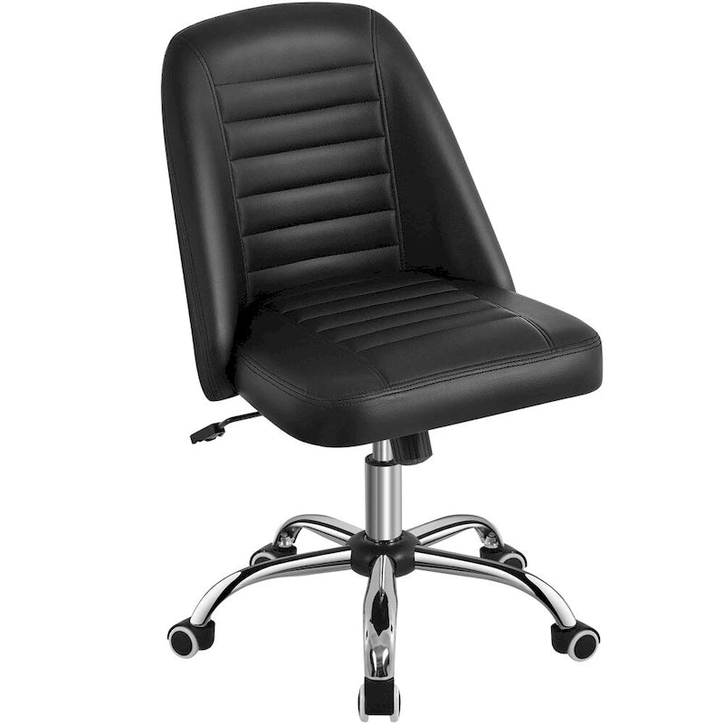 Yaheetech Faux Leather Mid Back Desk Chair Modern Tufted Armless Office Chair - N/A