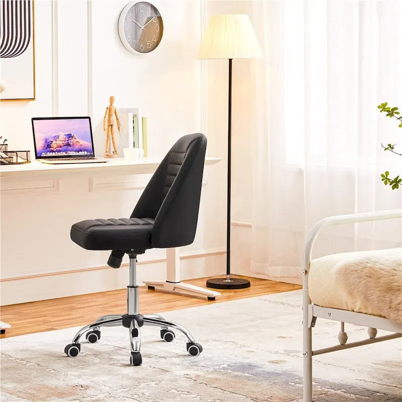 Chaise de bureau mi-hauteur en similicuir, sans accoudoirs, moderne, capitonnée - N/A