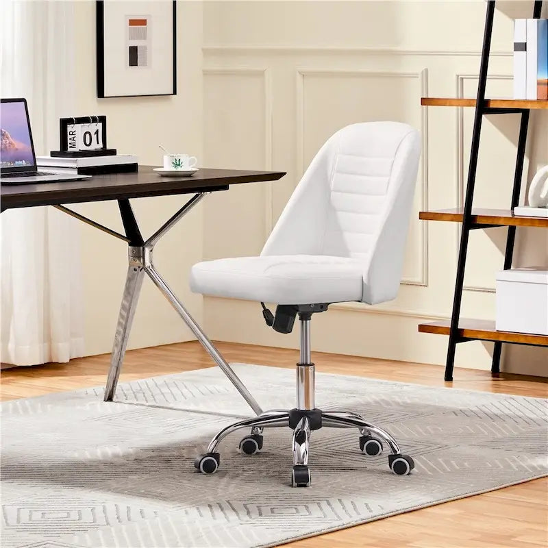 Chaise de bureau mi-hauteur en similicuir, sans accoudoirs, moderne, capitonnée - N/A