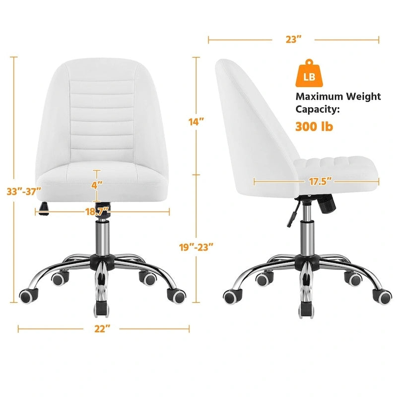 Chaise de bureau mi-hauteur en similicuir, sans accoudoirs, moderne, capitonnée - N/A
