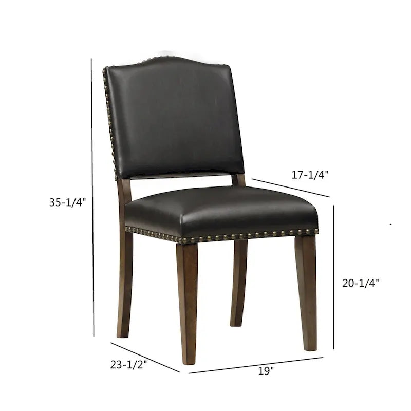 Chaise de salle à manger en similicuir marron avec clous décoratifs - par