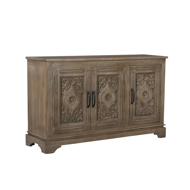 Buffet sculpté en bois massif à 3 portes