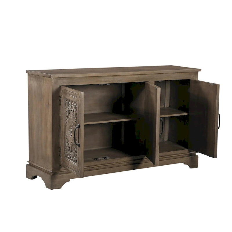 Buffet sculpté en bois massif à 3 portes
