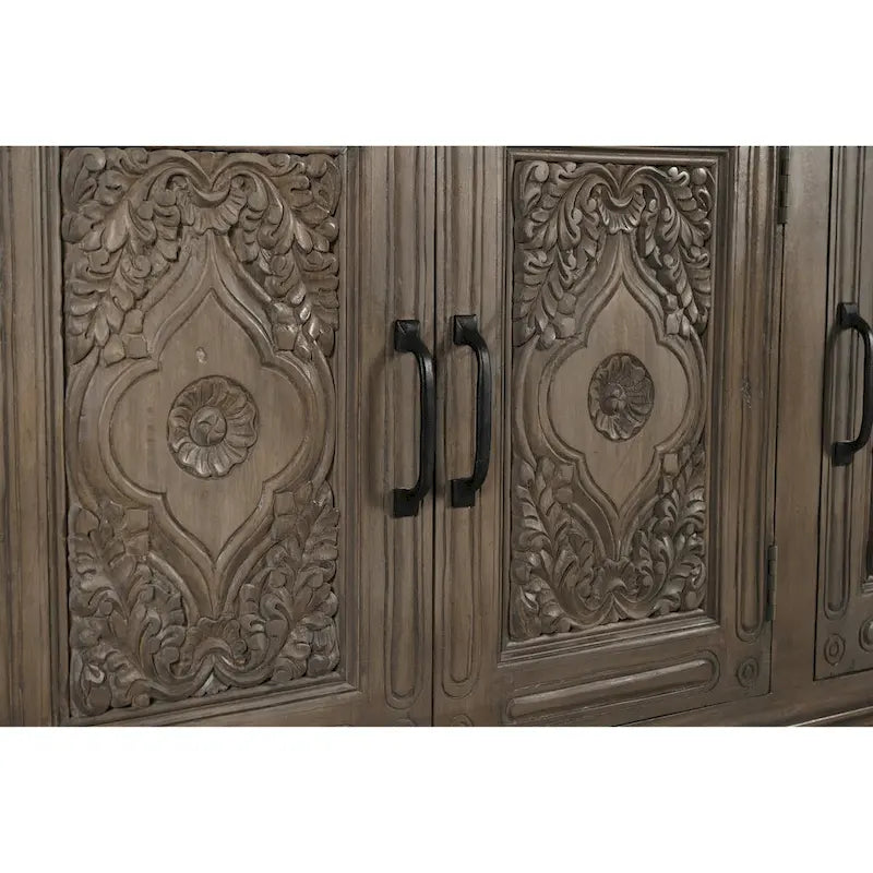 Buffet sculpté en bois massif à 3 portes